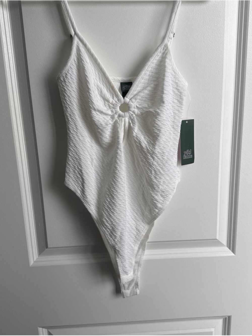 Wild Fable White Textured Ring-Front Bodysuit